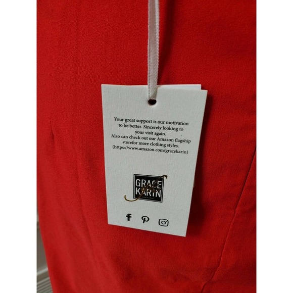 Grace Karin Women Solid Red Rayon Comfort Waist Ruffle Knee Length Skirt Size XL - Picture 6 of 10